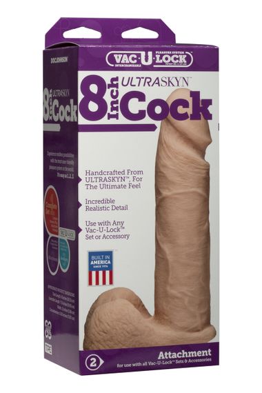 Фалоімітатор Doc Johnson Vac-U-Lock - 8 Inch Ultraskyn Cock White | Зображення 4