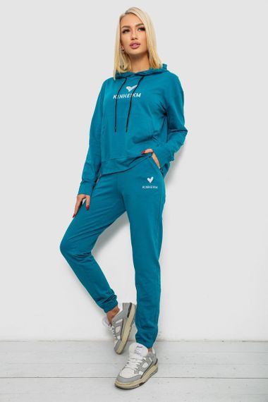Спортивний костюм жіночий двонитка, колір бірюзовий, 214R1419-007 | Зображення 2