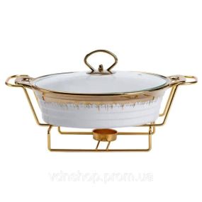 Мармітниця порцелянова 1 літр кругла, підставка з підігрівом HP1025