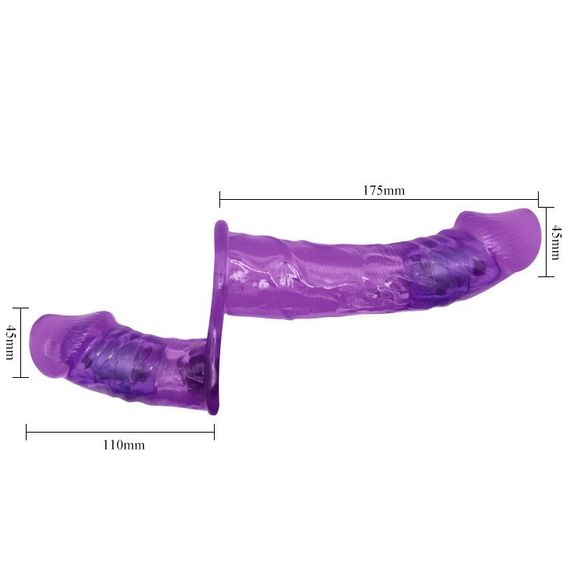 Подвійний страпон із вібрацією фіолетовий - Ultra Passionate Harness Dual Vibration Purple Sex Aura | Зображення 4