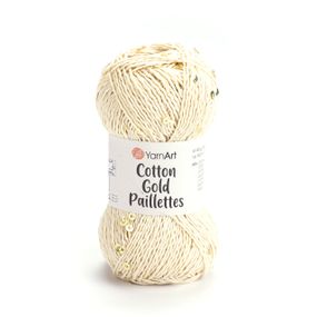 Yarnart COTTON GOLD PAILLETTES № 7103 Котон Голд Пайетка бежевий Пряжа бавовна з паєткою, нитки для в'язання