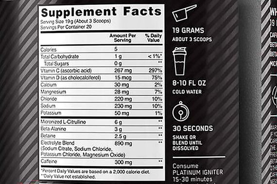 Передтренувальний комплекс Optimum Nutrition Platinum Igniter 380 g (Berry Lemonade Blast ) | Зображення 1