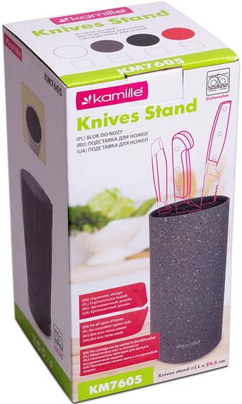 Колода для ножів Kamille Brash Stand 22см пластикова кругла | Зображення 4