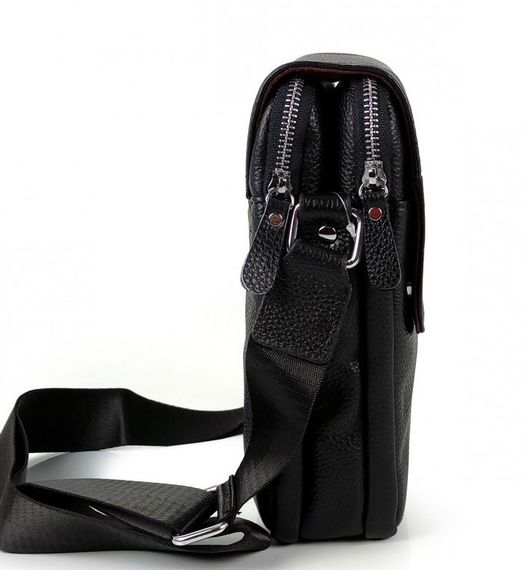 Чоловіча шкіряна чорна сумка через плече Tiding Bag M1254A | Зображення 4