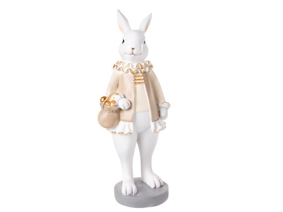Статуэтка Rabbit with a basket Beige 10х8х26 см