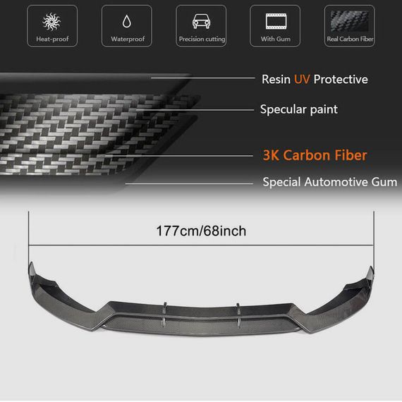 Накладка на передній бампер Lip V2 (для C43 AMG 2015-2019, Карбон) для Mercedes C-сlass W205 рр | Зображення 5