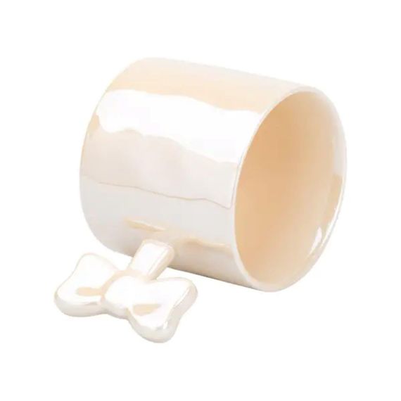 Чашка с ручкой в виде бантика фарфоровая 350 мл Желтая HP7185Y | Зображення 1