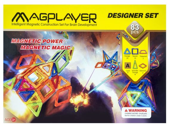 Конструктор Magplayer магнитный набор 83 эл. MPA-83 (MPA-83)