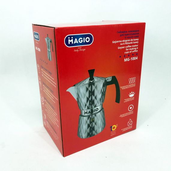 Гейзерная кофеварка Magio MG-1004 300 мл, гейзерная турка для кофе, гейзерная кофеварка из нержавейки | Зображення 7