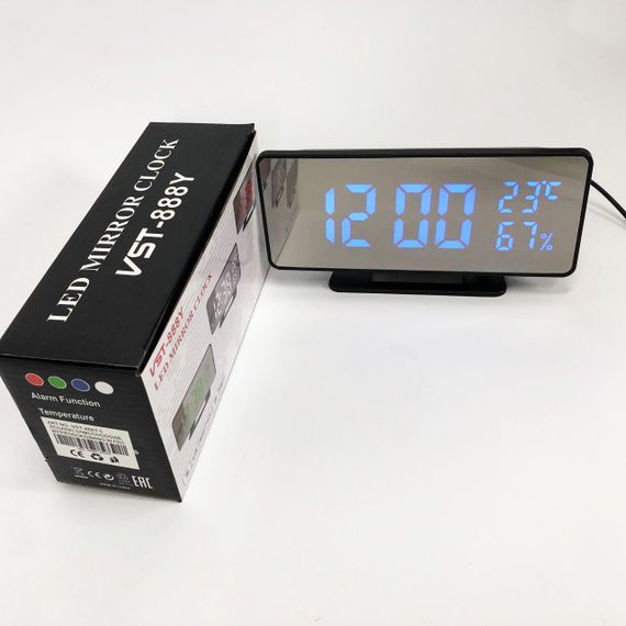 Led годинник з датчиком температури вологості VST-888Y-5, Електронний годинник з функцією підсвічування JV-45 | Зображення 2