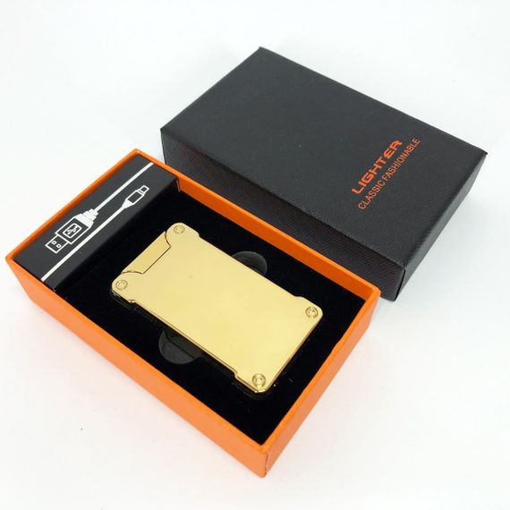 Дуговая электроимпульсная зажигалка с USB-зарядкой фонариком LIGHTER HL-437, Юсб зажигалка. Цвет: золотой | Зображення 1