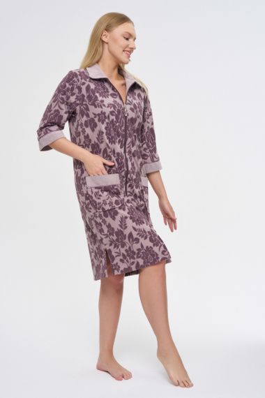 Жіночий халат Nusa 0505 на блискавці, фіолетовий 3XL | Зображення 1