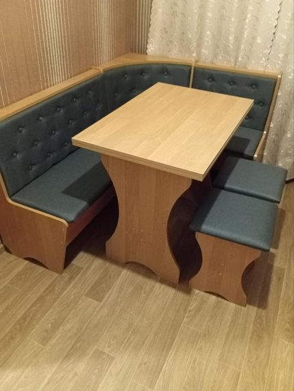 Кухонний куточок з нішами на кухню 114х154 см (на право або наліво) / Тканина - ДСП Вільха | Зображення 1