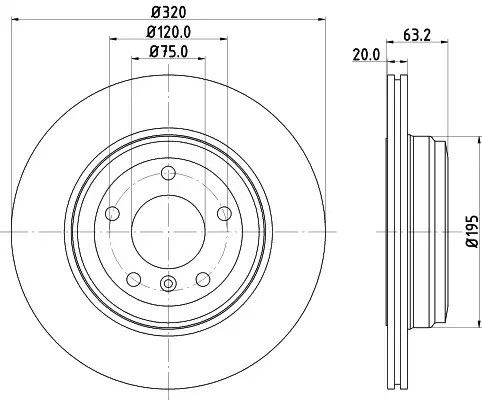 Тормозной диск задний E60/E61 01-10 Pro, HELLA PAGID (8DD355109941) | Зображення 2