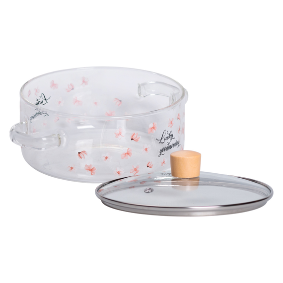 Скляна каструля прозора 2.5 літр з кришкою HP-34-20 | Зображення 1