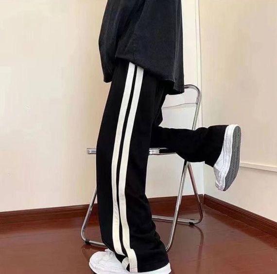 Женские свободные штаны палаццо трикотажные с лампасами HI2730 цвет черный, размер onesize 42/48 | Зображення 3