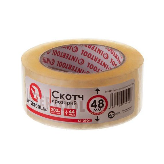 Скотч прозорий 48 мм*200м*52мкм INTERTOOL KT-09041