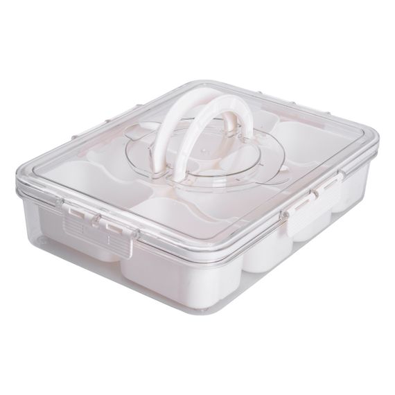 Контейнер для їжі з 8 відсіками 31х24х7 см судок для їжі пластиковий 2.5 л Білий HP-27-3 | Зображення 5
