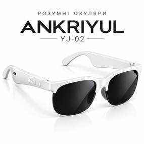 Розумні окуляри ANKRIYUL YJ-02 Bluetooth з відкритими динаміками та мікрофоном, заряджання Type-C, білі з чорними лінзами