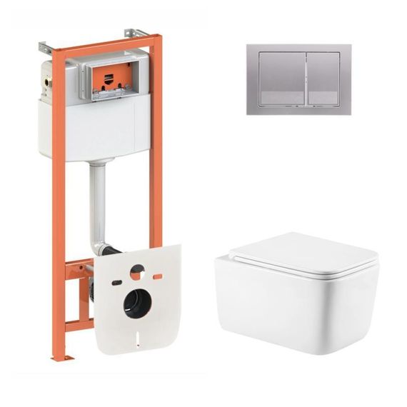 Готове рішення Qtap для ванної кімнати: підвісний унітаз Gemini Ultra Quiet 520×360×350 + комплект інсталяції Nest 4 в 1