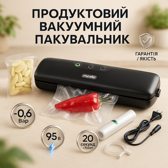 Вакуумні прилади для кухні, Вакуумний запаювач для харчових продуктів, Побутовий кухонний вакууматор CV-70