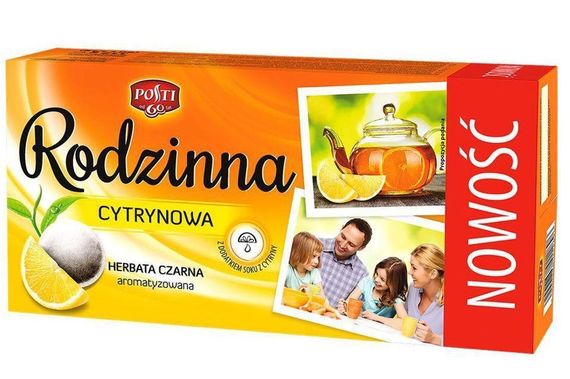 Чай черный с лимоном пакетированный Rodzinna Cytrynowa (лимон) , 80шт (112г) Польша