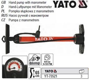 Насос ручний поршневий YATO Польща манометр P=8 Bar YT-73521