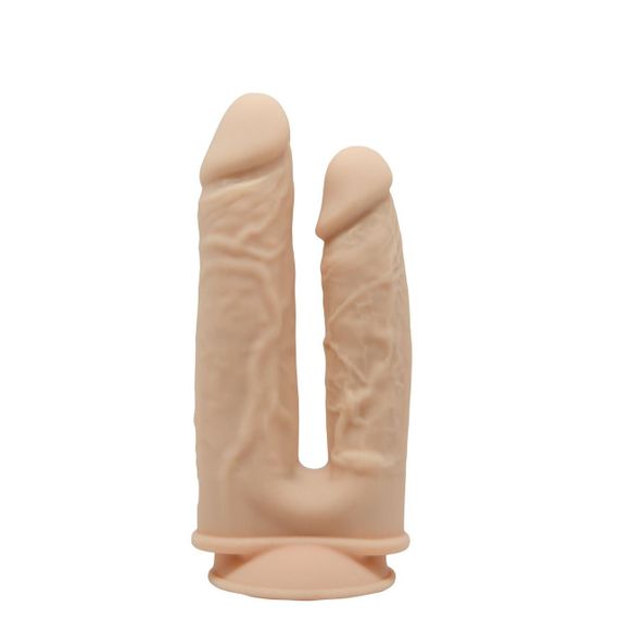 Подвійний фалоімітатор з вібрацією SilexD Double Gusto Vibro Flesh (Model 1 size 8" & 7") + LRS, діа | Зображення 1
