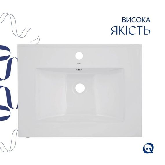 Комплект Albatross: Раковина врізна меблева 620x460x180 мм, White, прямокутна + Донний клапан Pop-up PU02O | Зображення 3