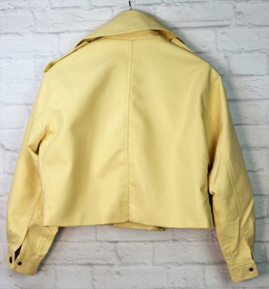 Жіноча куртка косуха коротка еко шкіра колір жовтий, розмір S  Nb01998 | Зображення 1