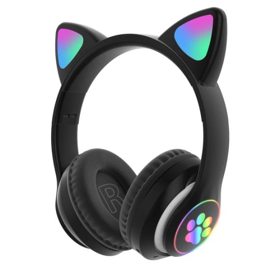 ОЧЕНКА! Дитячі навушники LED з котячими вушками Cat Ear STN-28 Чорні (Плохе паковання 3051) | Зображення 2