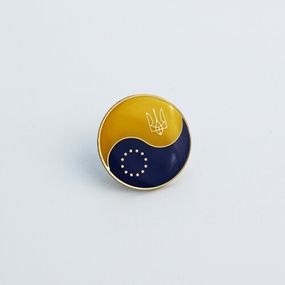Значок Dobroznak Україна ЕС Жовто-блакитний з полімером 20х20 мм (6025)
