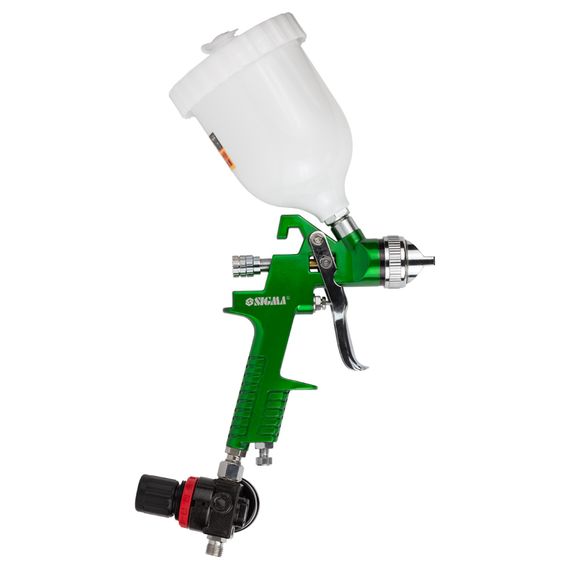 Фарборозпилювач Sigma HVLP 1.4 мм з редуктором та верхнім баком 600 мл (6812081) | Зображення 1