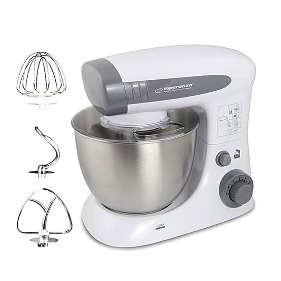 Планетарный миксер тестомес Esperanza EKM024 Cooking Assistant с чашей 4 л, кухонный миксер для теста 800 Вт