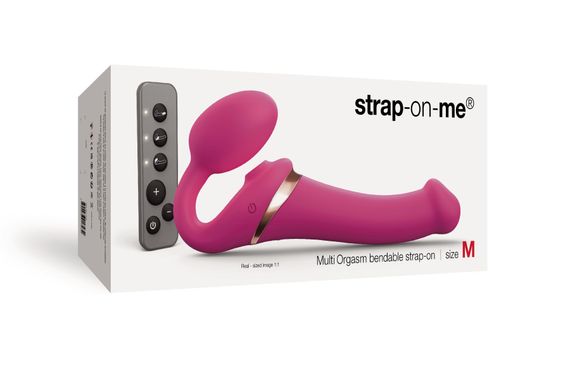 Безремневой вибрострапон с вакуумной стимуляцией Strap-On-Me MULTI ORGASM Fuchsia M, регулируемый | Зображення 7