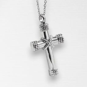 Кулон крестик на цепочки в форме Древнего Креста 3 см серебристый