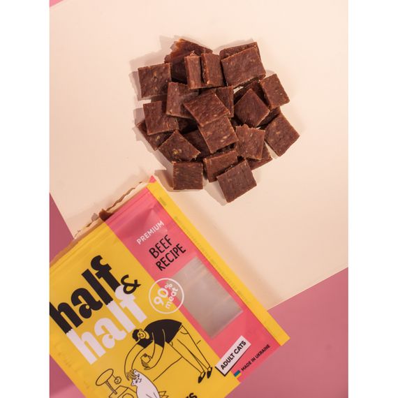 Ласощі HalfHalf м ясні шматочки для котів, з яловичиною 50 г | Зображення 3