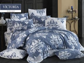 Постельное белье EVA Ranforce 200 х 220 см. Victoria Indigo-Mavi