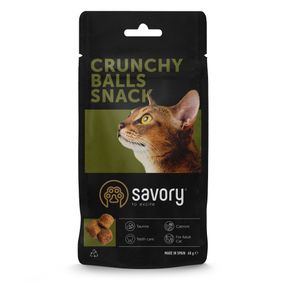 Хрустящие лакомства Savory Cats Snacks Crunchy Balls для взрослых привередливых котов, шарики с кошачьей мятой, 60 г