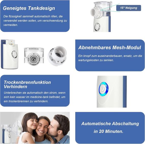 Небулайзер ультразвуковой портативный ингалятор для детей взрослых с маской/мундштуком для лечения заболеваний | Зображення 4