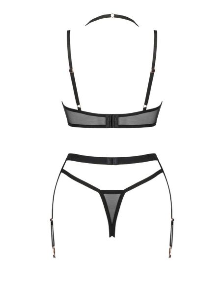 Комплект 3 предмети - ліф, стрінги та пояс для панчох Selinne 3-pcs set, чорний, XS/S | Зображення 5