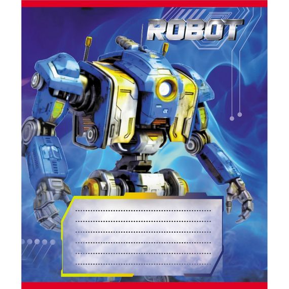 Тетрадь ученическая "Роботы" 012-520125L-5 в линию, 12 листов