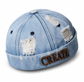 Джинсова безкозирка Docker Cap у стилі vintage з регульованим ремінцем, унісекс, 55–60 см