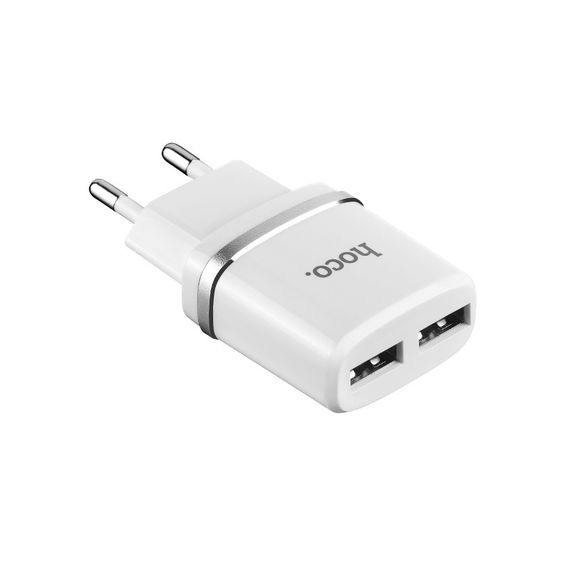 Набір СЗУ HOCO C12 Smart+кабель Micro, 2xUSB, 2.4A, кабель 1м, White, Blister | Зображення 1
