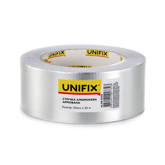 Лента клейкая алюминиевая армированная 50мм 25м UNIFIX