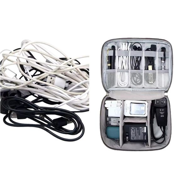 Сумка-органайзер для проводов, зарядок и аксессуаров черная LoveYouHome | Зображення 4