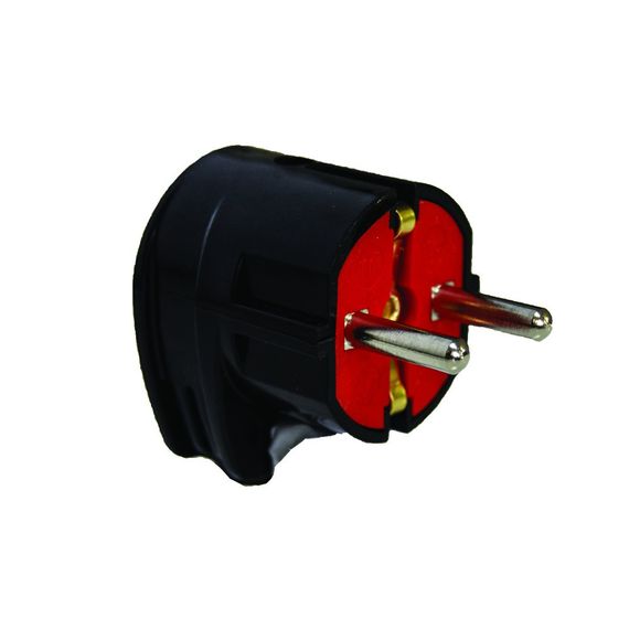 Вилка з заземленням, 16А, Г-подібна, чорна, AY-KA, (арт. 62-13-34)