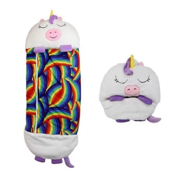 белый единорог Детский спальный мешок на молнии 3 в 1 игрушка подушка спальник и встроенная подушка