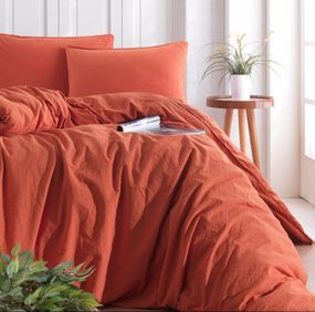 Комплект постільної білизни SoundSleep Stonewash Adriatic Orange євро цегляний (92670587)