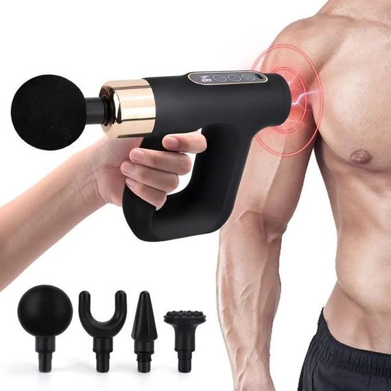 Ударний Перкусійний масажер для тіла та м'язів Масажний пістолет EM HB-007 акумуляторний чорний WP-40 | Зображення 2